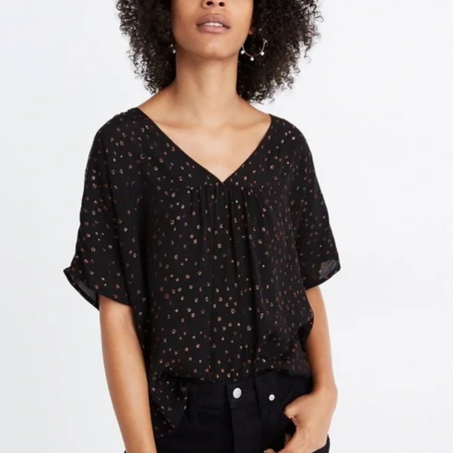 Madewell Rhyme Top In Metallic Dot Black
